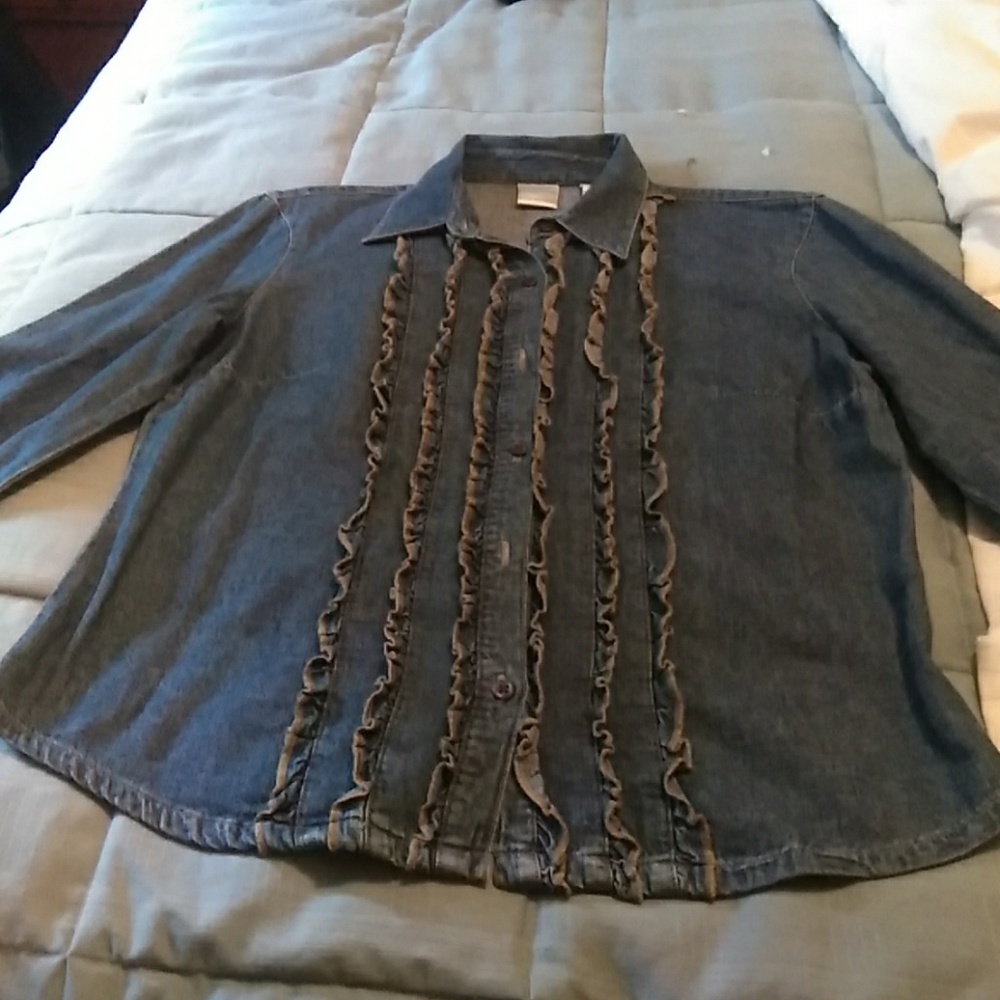 Emma James vintage  frilled denim shirt